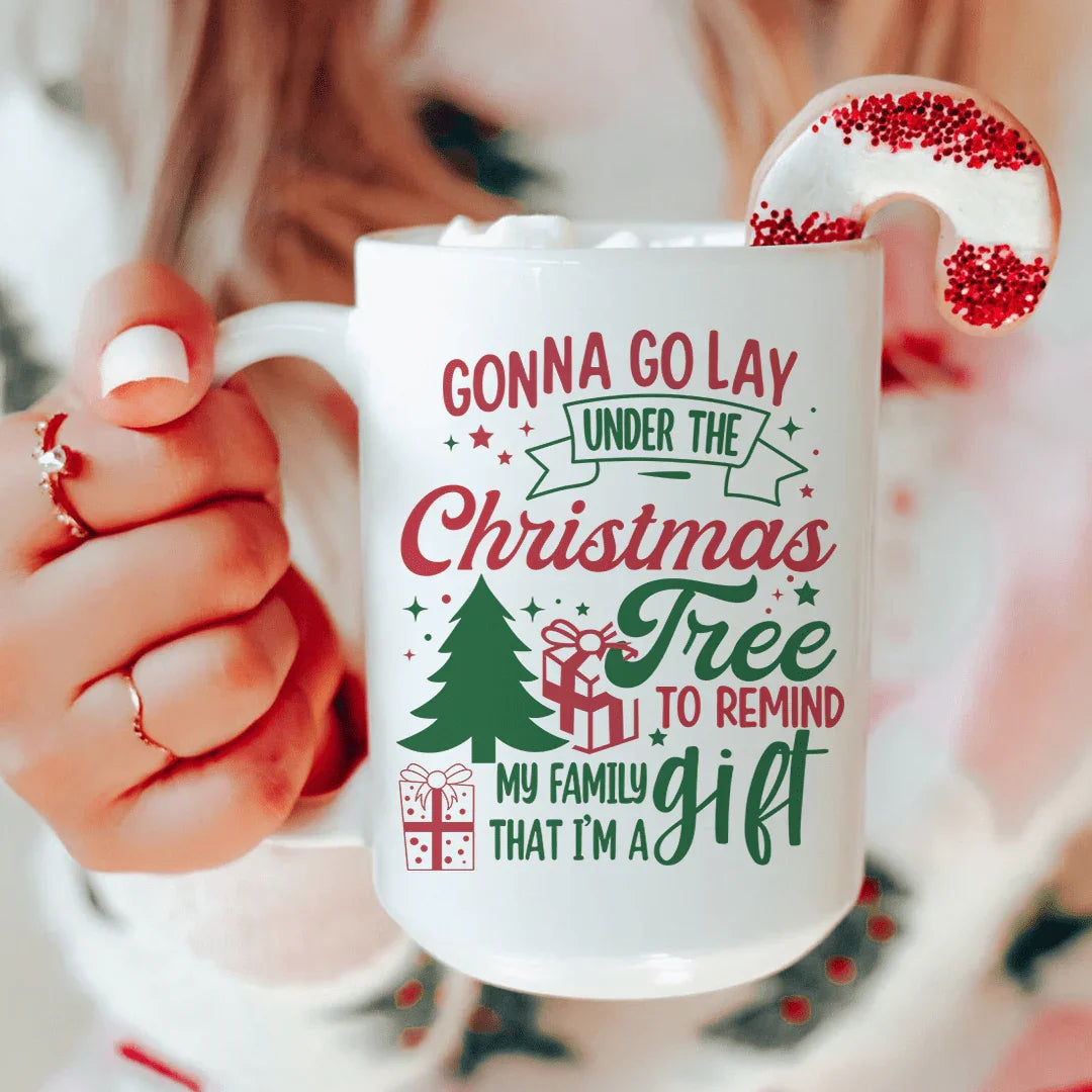 Gonna Go Lay Under The Christmas Tree Mug 15oz Peachy Sunday T-Shirt