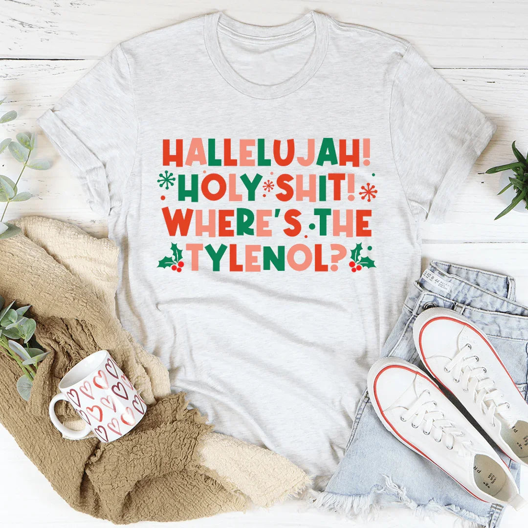 Hallelujah Holy Shit Christmas Tee Ash / S Peachy Sunday T-Shirt