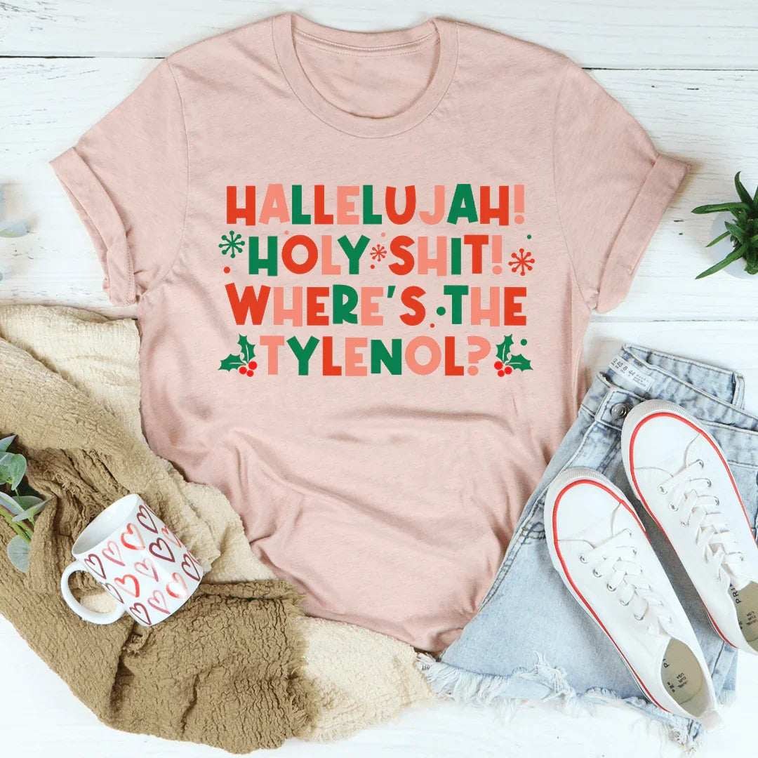 Hallelujah Holy Shit Christmas Tee Heather Prism Peach / S Peachy Sunday T-Shirt