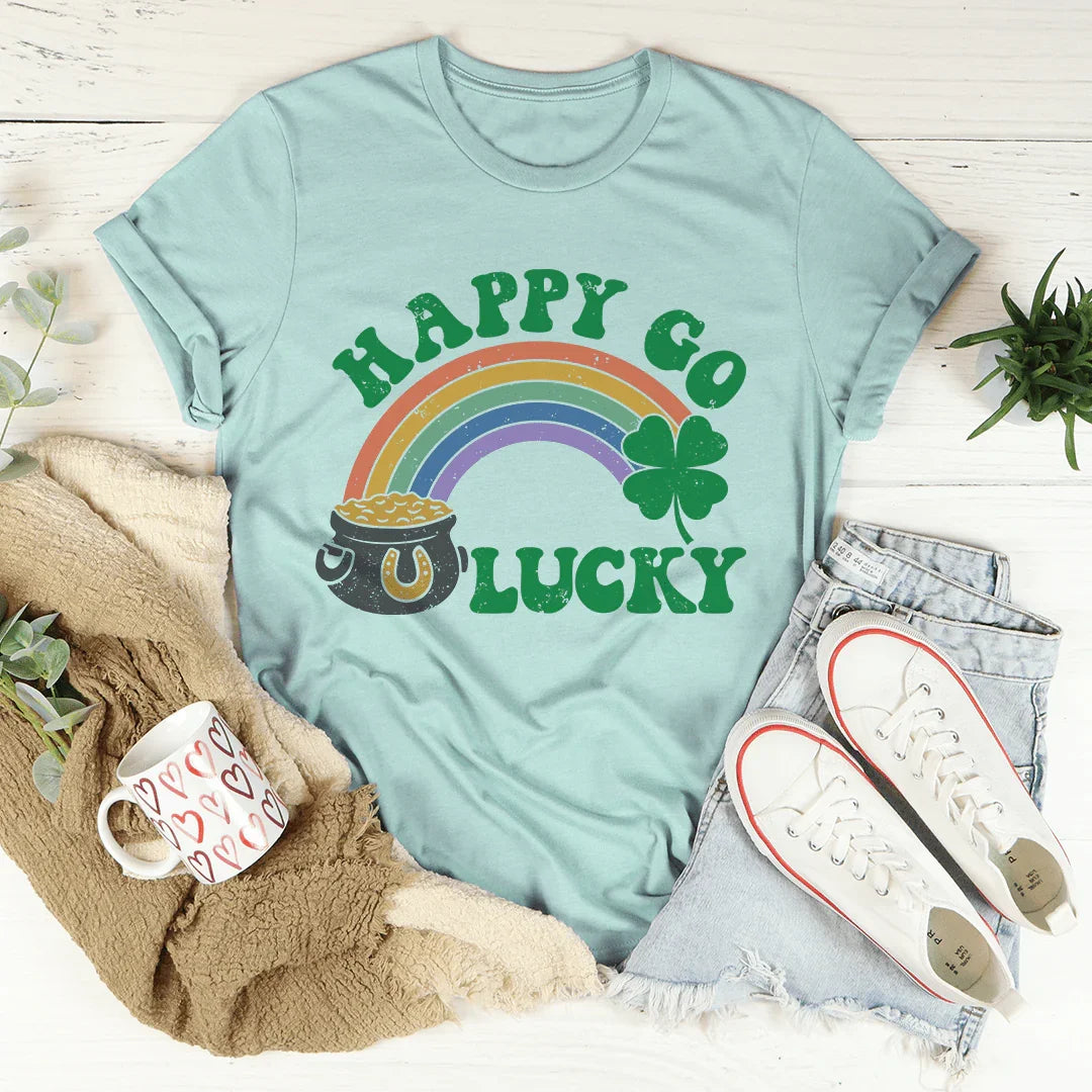 Happy Go Lucky Tee Heather Prism Dusty Blue / S Peachy Sunday T-Shirt