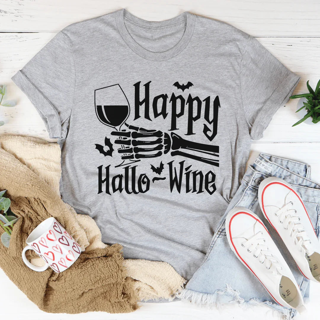 Happy Hallowine Skull Hand Tee Athletic Heather / S Peachy Sunday T-Shirt