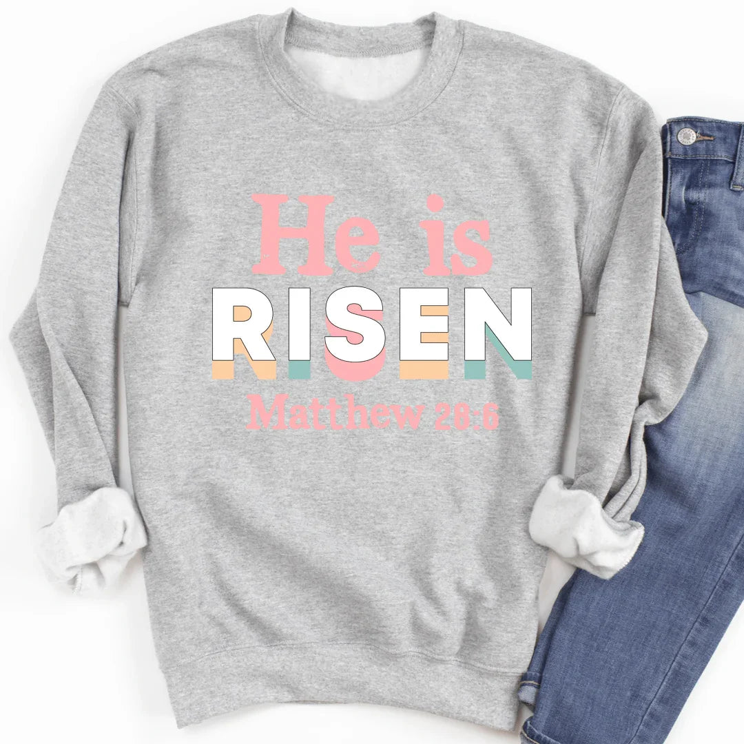 He Is Risen Sweatshirt Sport Grey / S Peachy Sunday T-Shirt