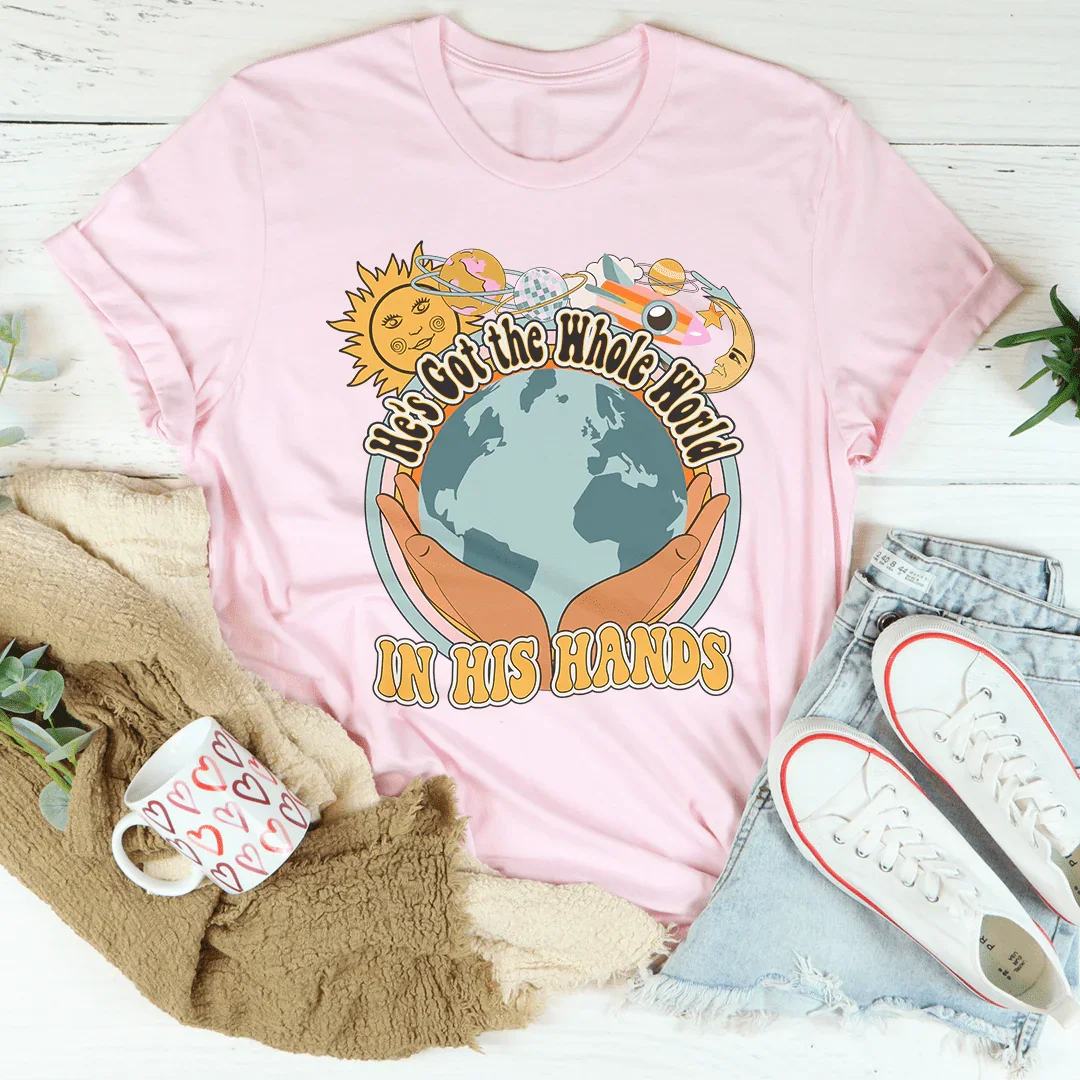He's Got The Whole World In His Hands Tee Peachy Sunday T-Shirt