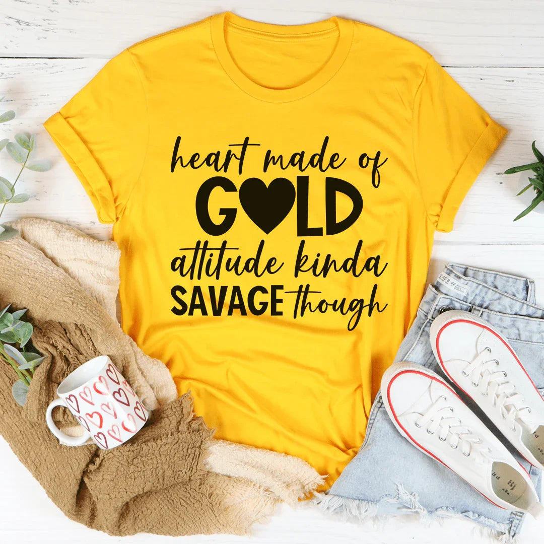 Heart Made Of Gold Tee Mustard / S Peachy Sunday T-Shirt