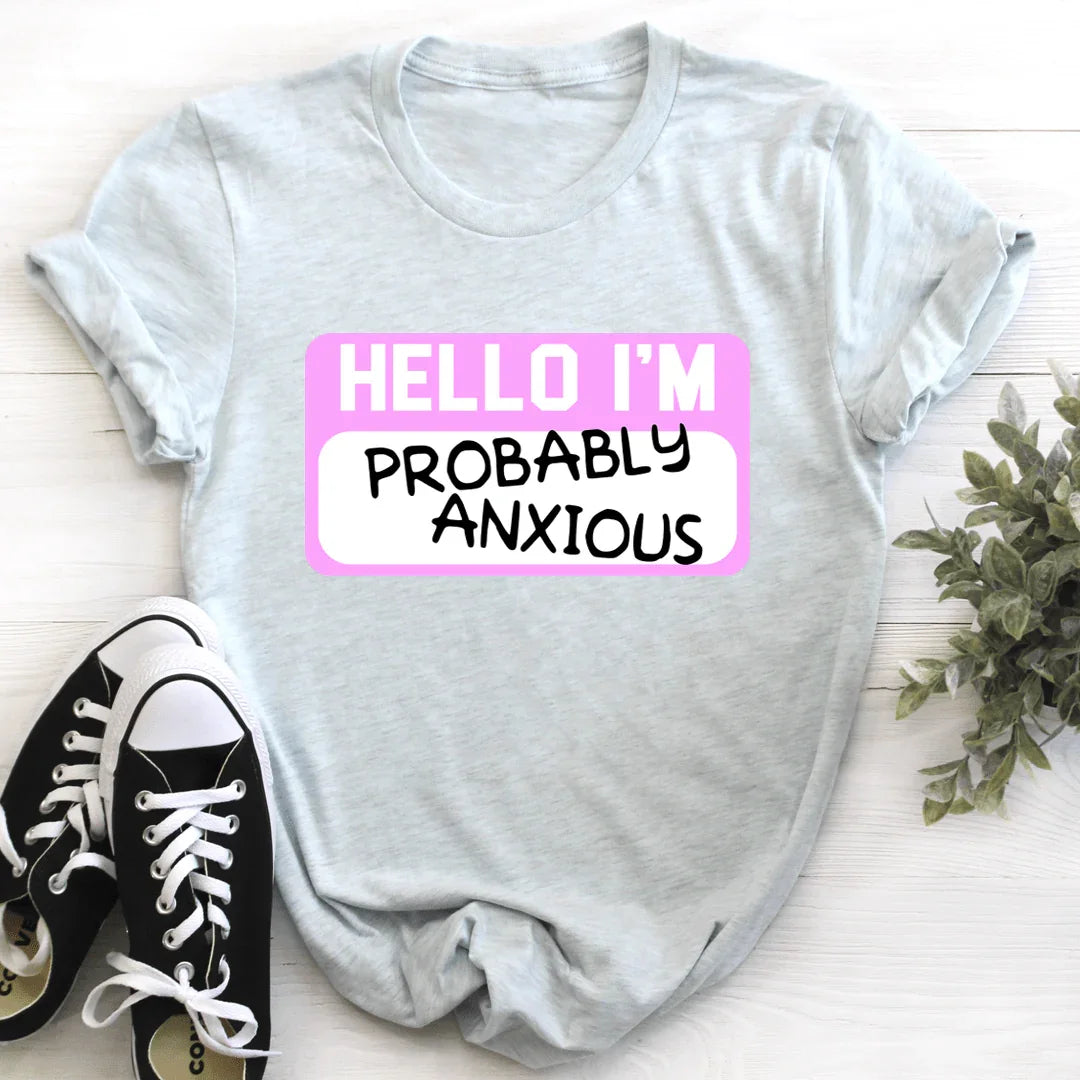Hello I'm Anxious Tee Heather Prism Ice Blue / S Peachy Sunday T-Shirt