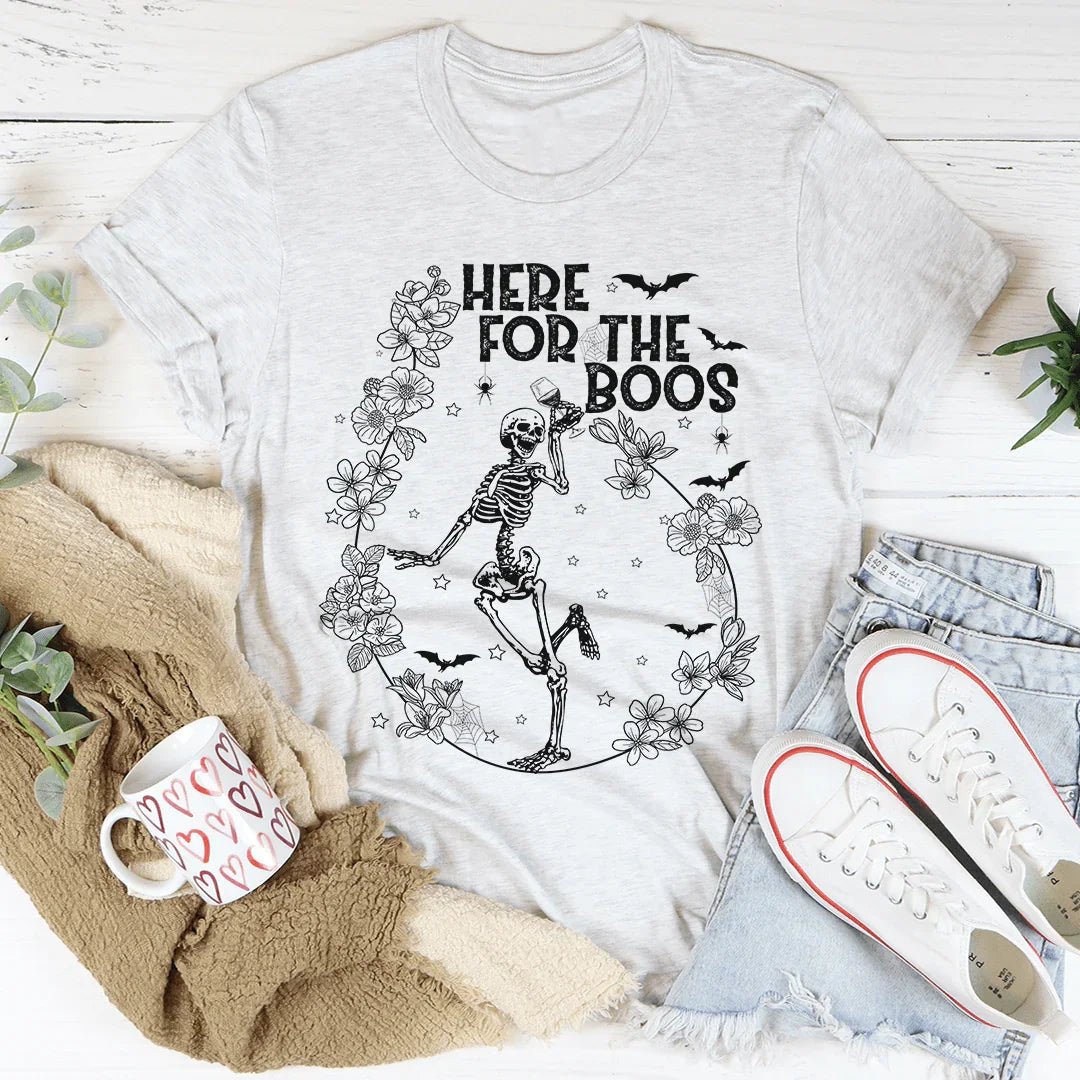 Here For The Boos Wine Tee White / S Peachy Sunday T-Shirt