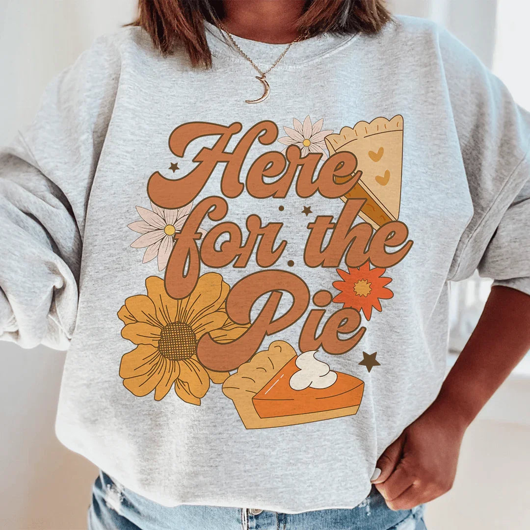 Here For The Pie Sweatshirt Sport Grey / S Peachy Sunday T-Shirt
