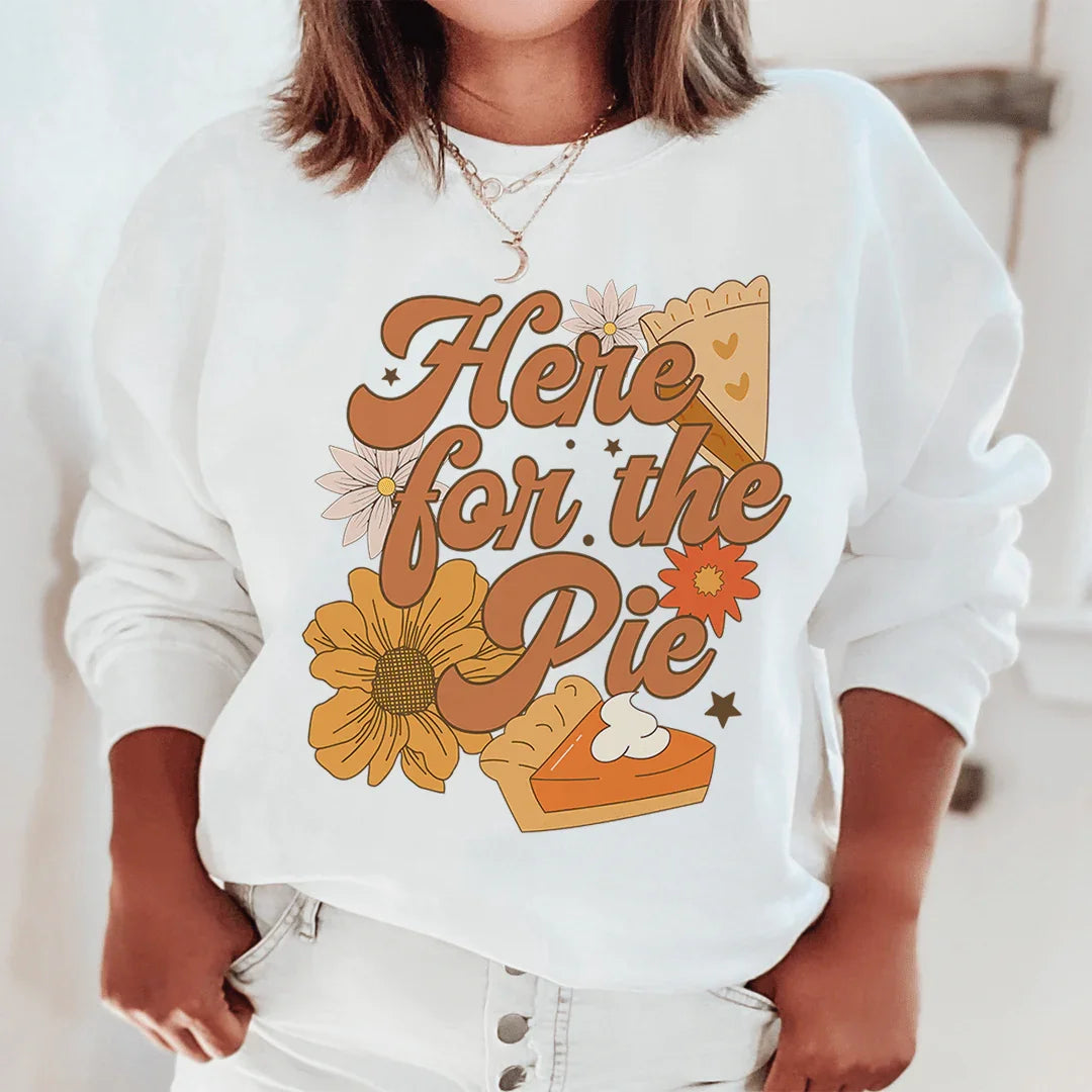 Here For The Pie Sweatshirt White / S Peachy Sunday T-Shirt