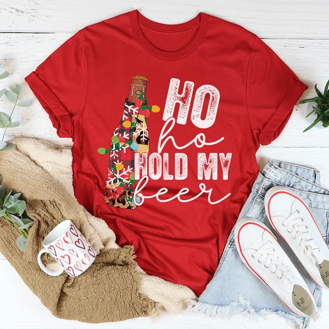 Ho Ho Hold My Beer Tee Red / S Peachy Sunday T-Shirt