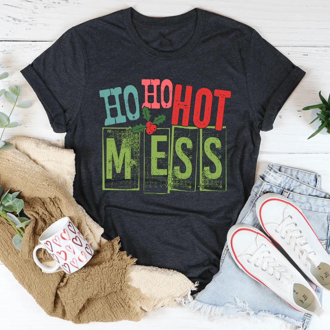 Ho Ho Hot Mess Tee Dark Grey Heather / S Peachy Sunday T-Shirt