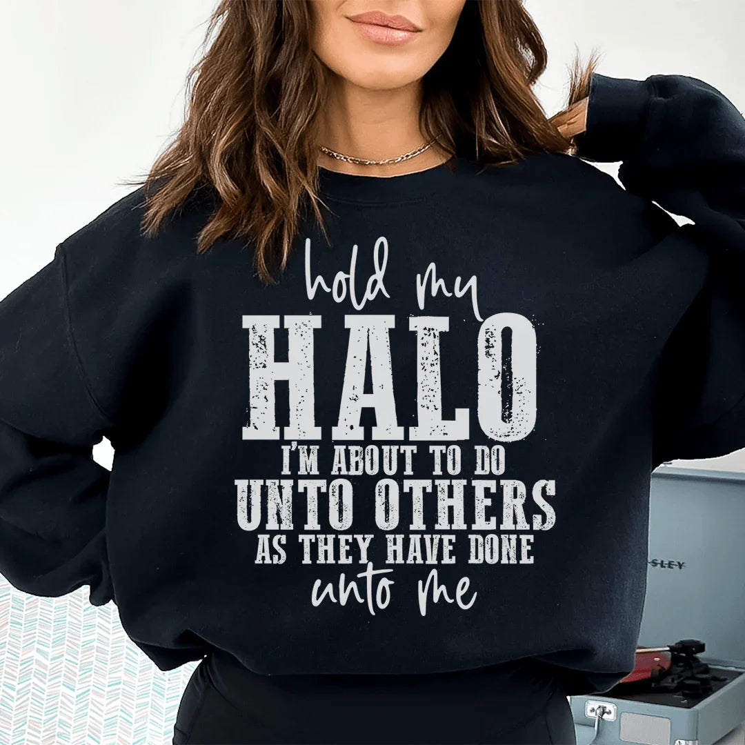 Hold My Halo Sweatshirt Black / S Peachy Sunday T-Shirt