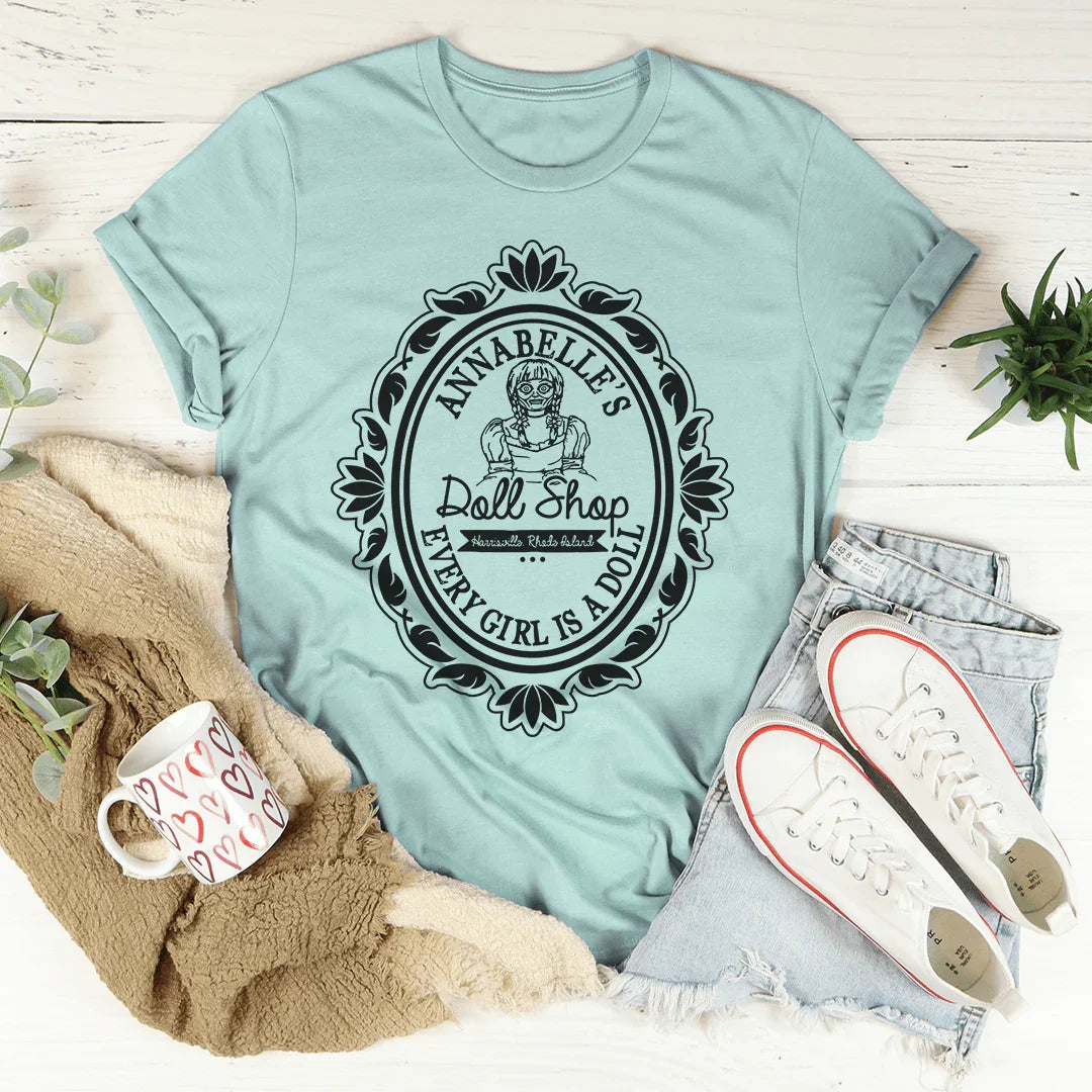 Horror Doll Shop Tee Heather Prism Dusty Blue / S Peachy Sunday T-Shirt