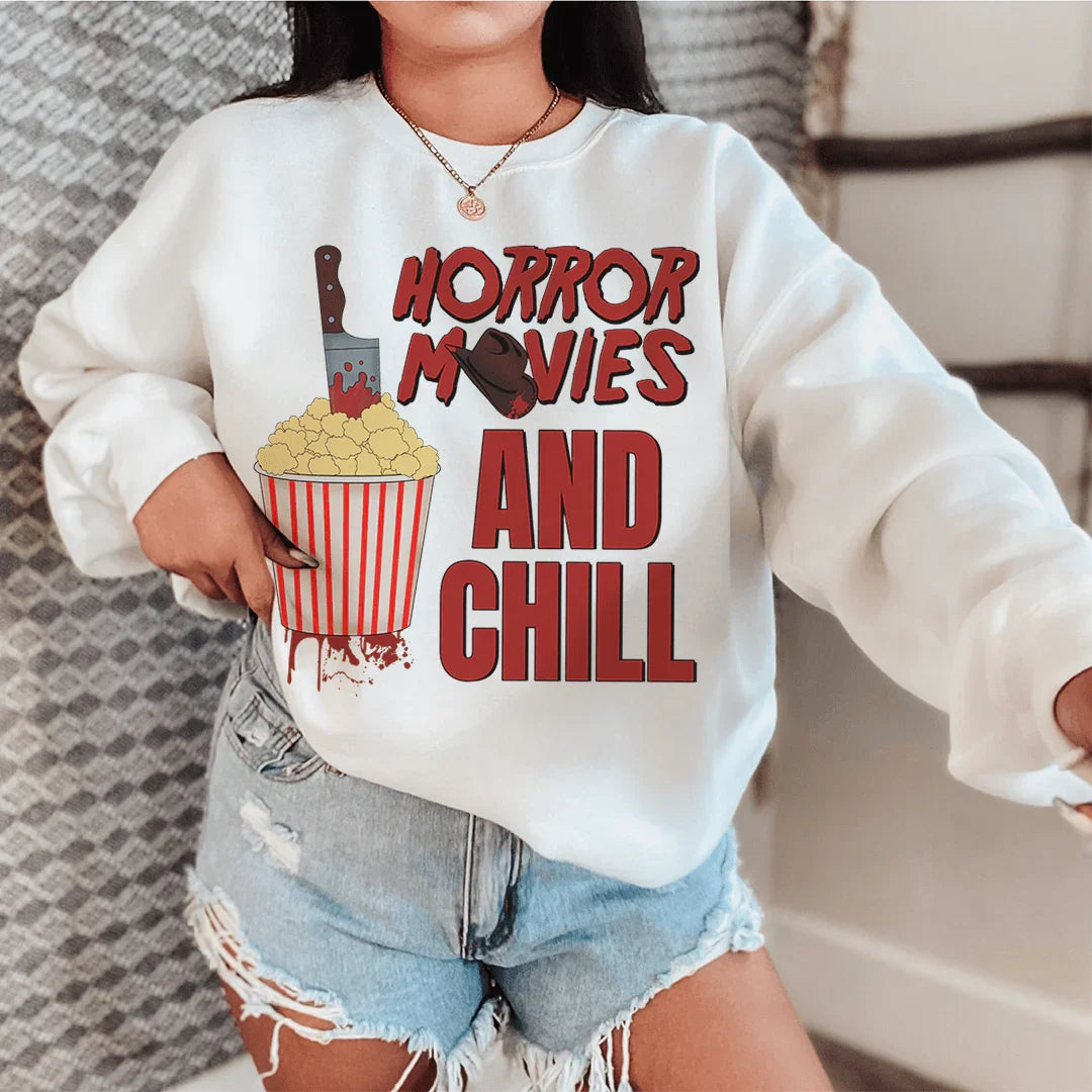 Horror Movies And Chill Sweatshirt White / S Peachy Sunday T-Shirt