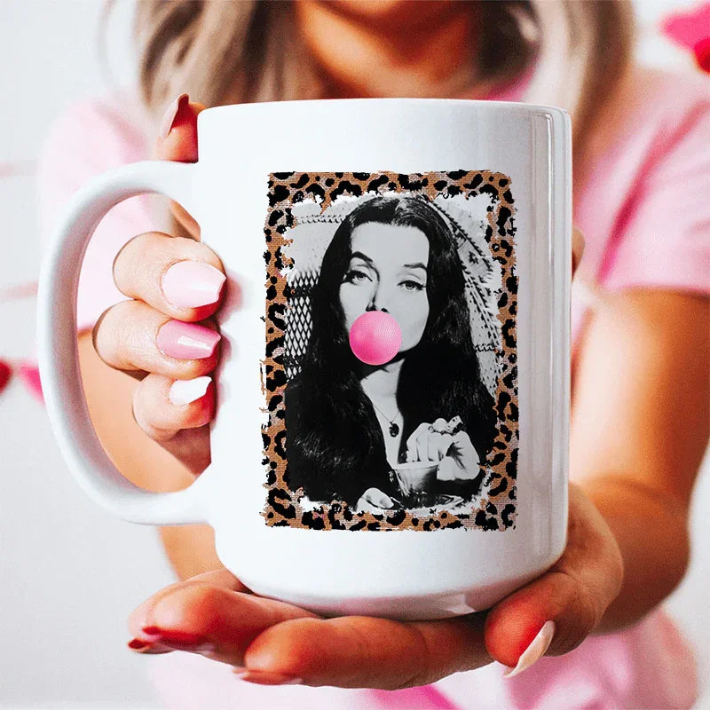 Horror Queen Bubble Gum Ceramic Mug 15 oz White / One Size CustomCat Drinkware T-Shirt