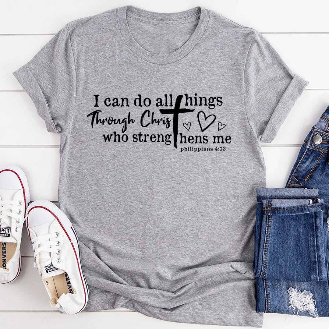 I Can Do All Things Through Christ Tee Athletic Heather / S Peachy Sunday T-Shirt