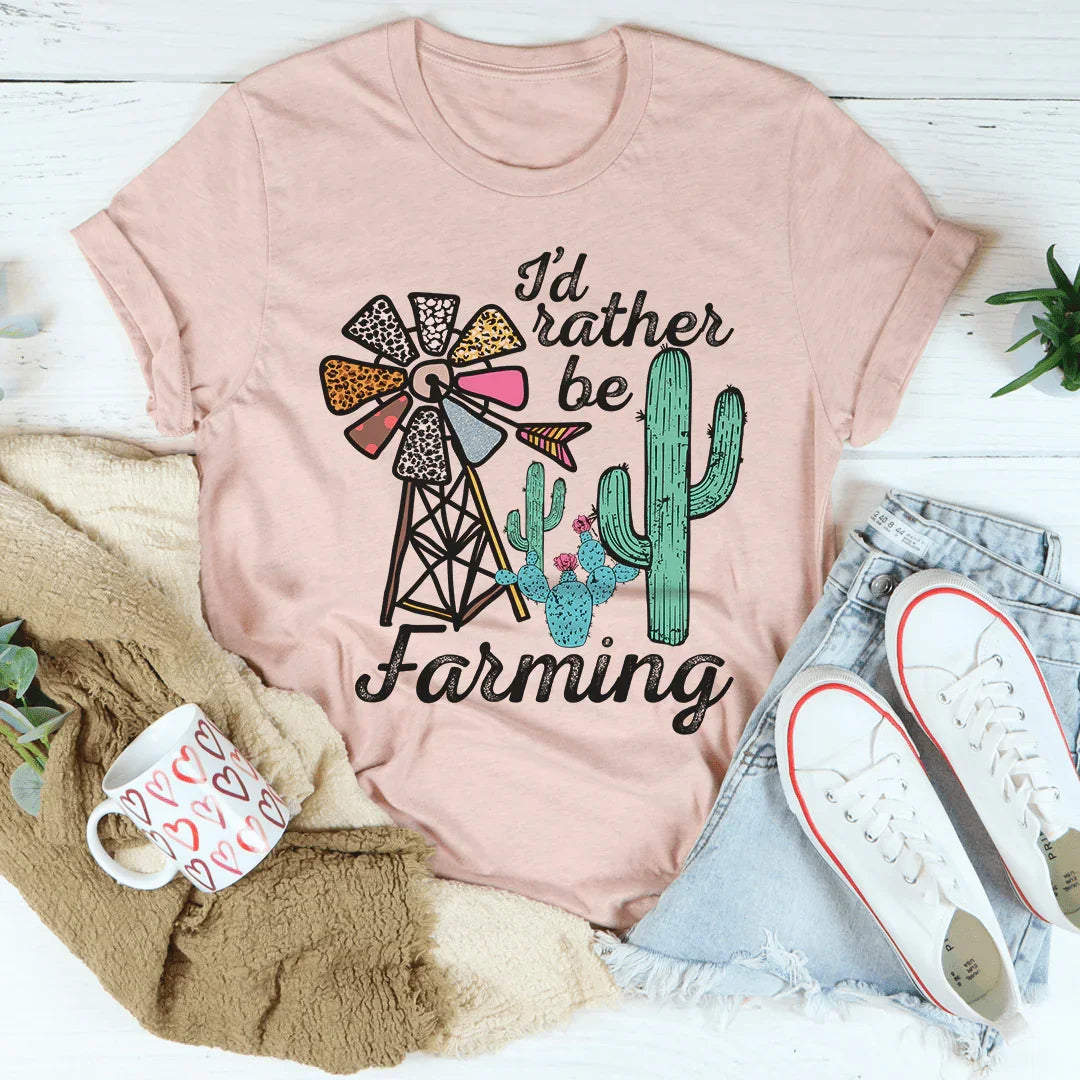 I'd Rather Be Farming Tee Heather Prism Peach / S Peachy Sunday T-Shirt