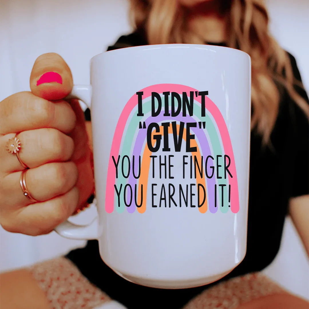 I Didn't Give You The Finger Ceramic Mug 15 oz White / One Size CustomCat Drinkware T-Shirt