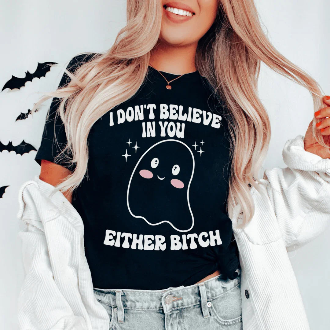 I Don't Believe In You Either Halloween Tee Black Heather / S Peachy Sunday T-Shirt
