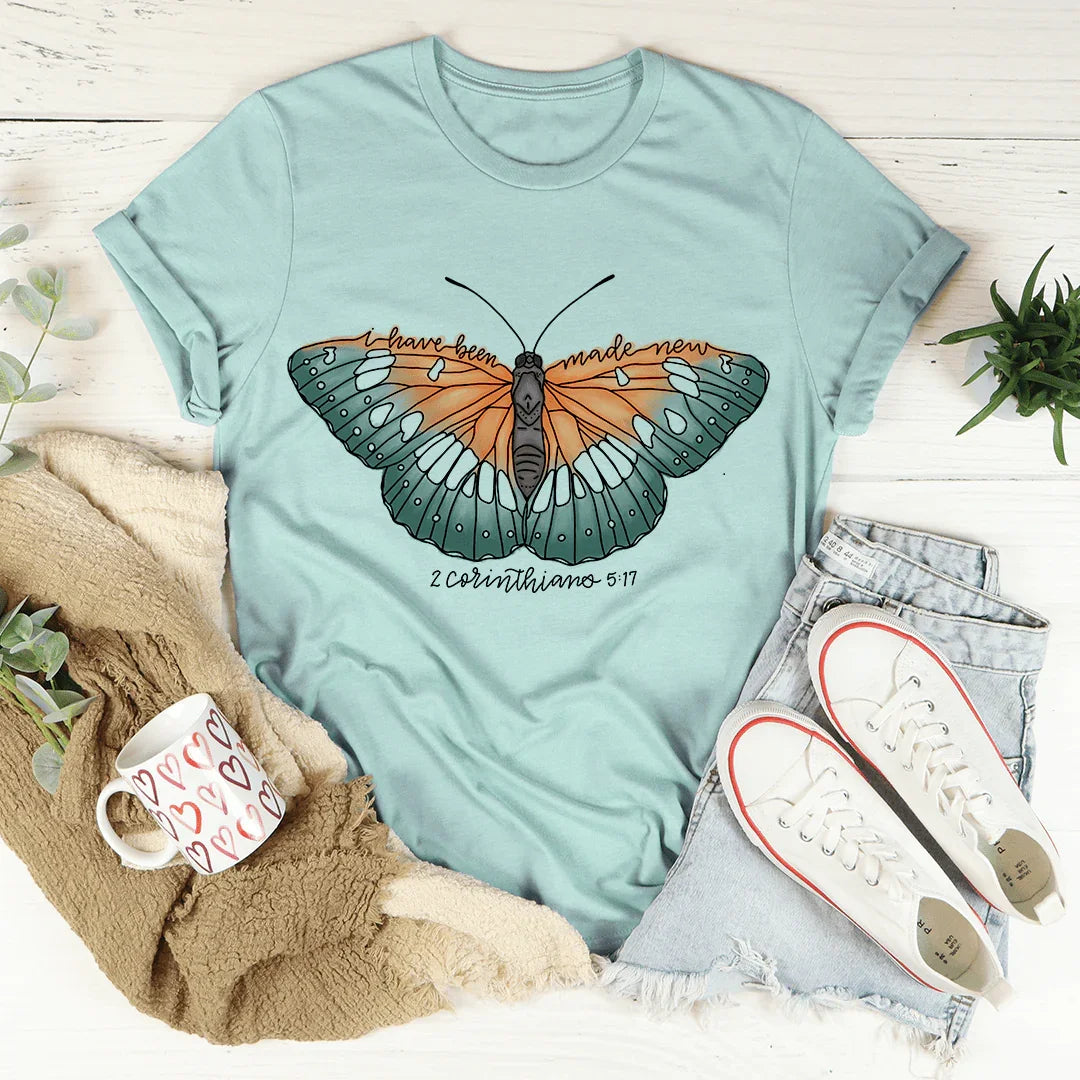 I Have Been Made New 2 Corinthians 5:17 Tee Heather Prism Dusty Blue / S Peachy Sunday T-Shirt