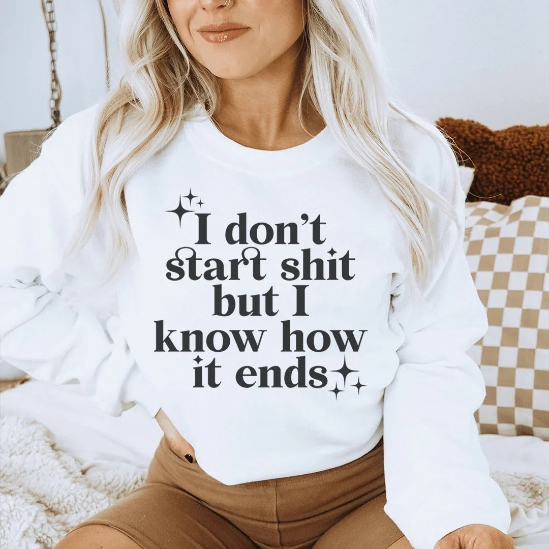I Know How It Ends Sweatshirt Sweatshirt White / S Peachy Sunday T-Shirt