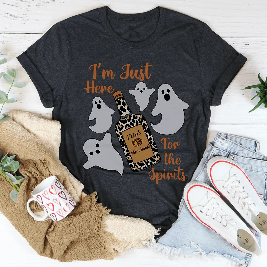 I'm Just Here For The Spirits Tee Dark Grey Heather / S Peachy Sunday T-Shirt