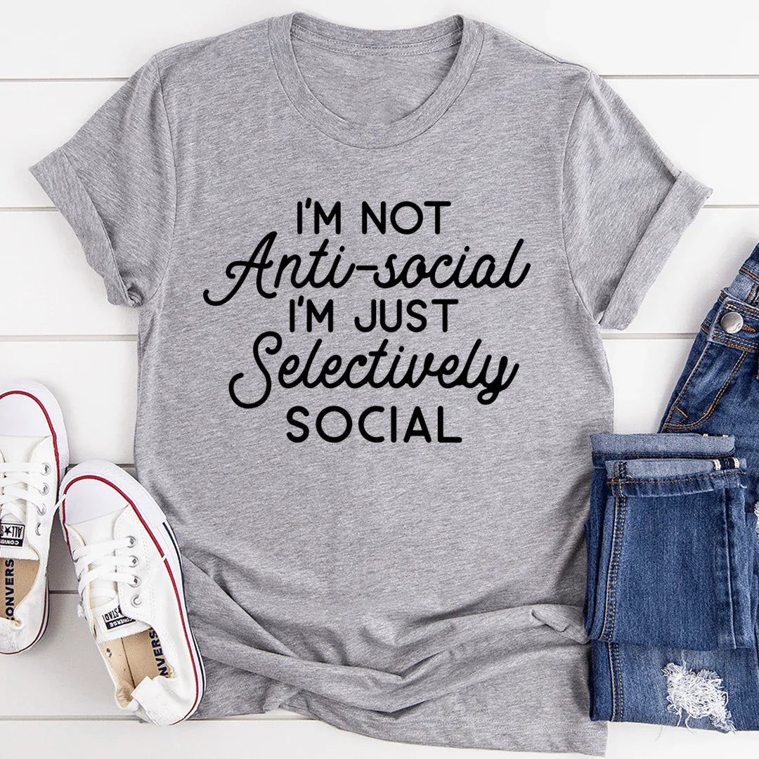 I'm Not Anti-Social Tee Athletic Heather / S Peachy Sunday T-Shirt