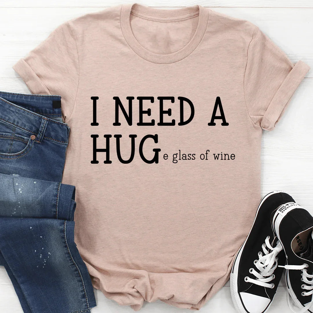 I Need A Huge Glass Of Wine Tee Heather Prism Peach / S Peachy Sunday T-Shirt