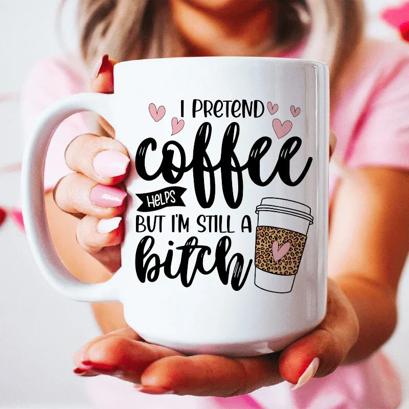 I Pretend Coffee Ceramic Mug 15 oz White / One Size CustomCat Drinkware T-Shirt