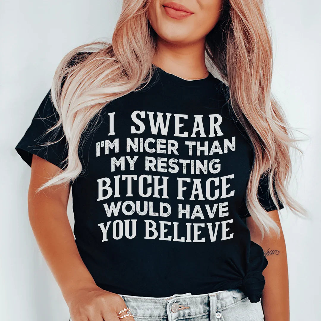 I Swear I'm Nicer Tee Black Heather / S Peachy Sunday T-Shirt