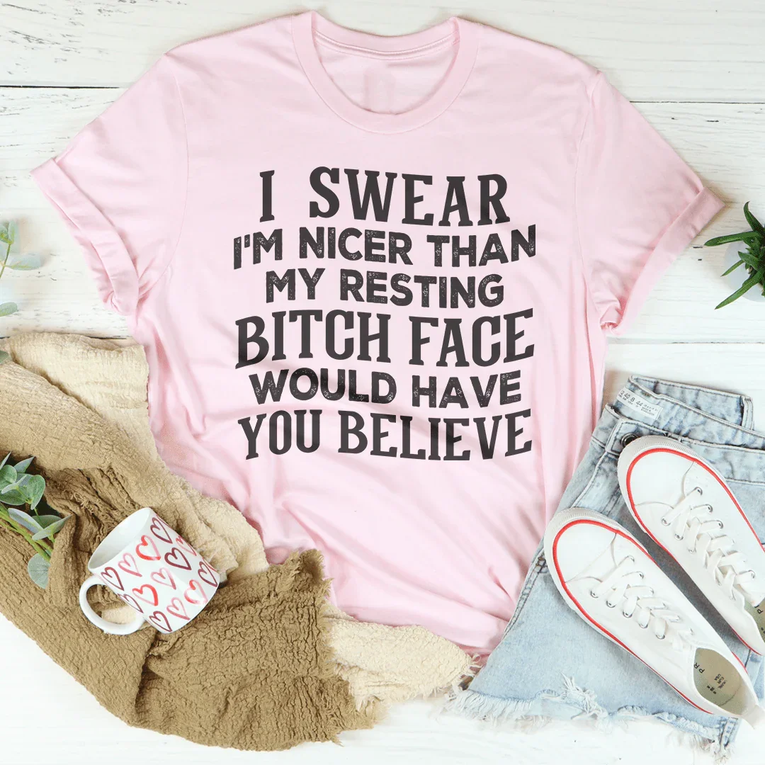 I Swear I'm Nicer Tee Pink / S Peachy Sunday T-Shirt