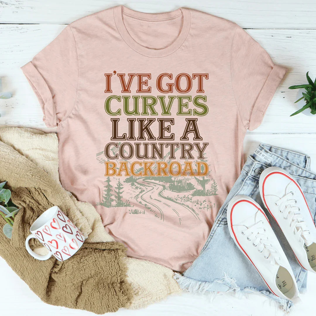 I've Got Curves Like A Country Backroad Tee Heather Prism Peach / S Peachy Sunday T-Shirt