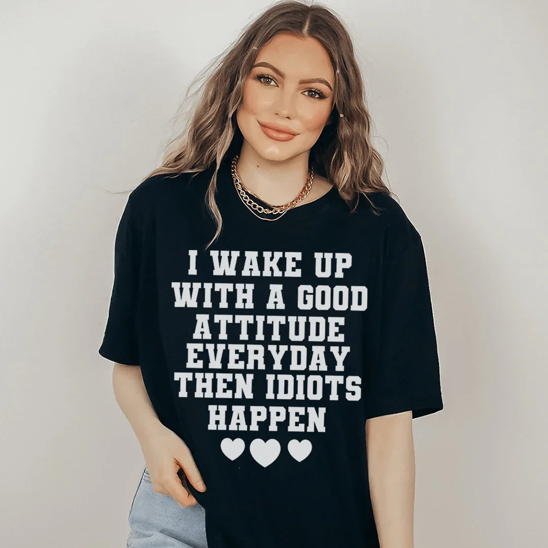 I Wake Up With A Good Attitude Everyday Tee Black Heather / S Peachy Sunday T-Shirt