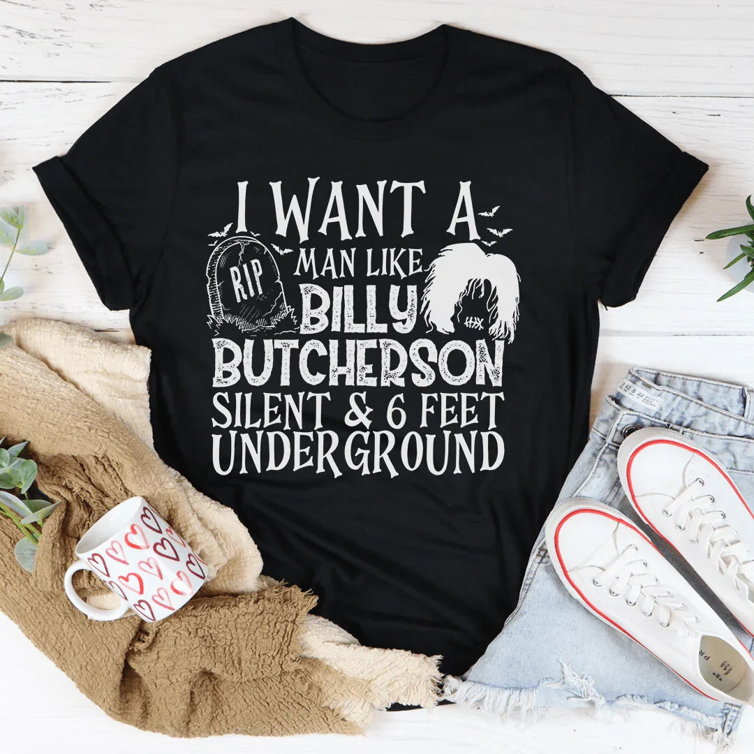 I Want A Man Like Billy Tee Black Heather / S Peachy Sunday T-Shirt