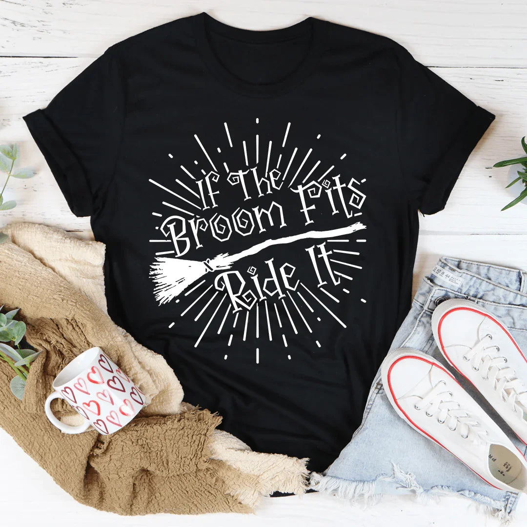 If The Broom Fits Ride It Tee Black / S Peachy Sunday T-Shirt