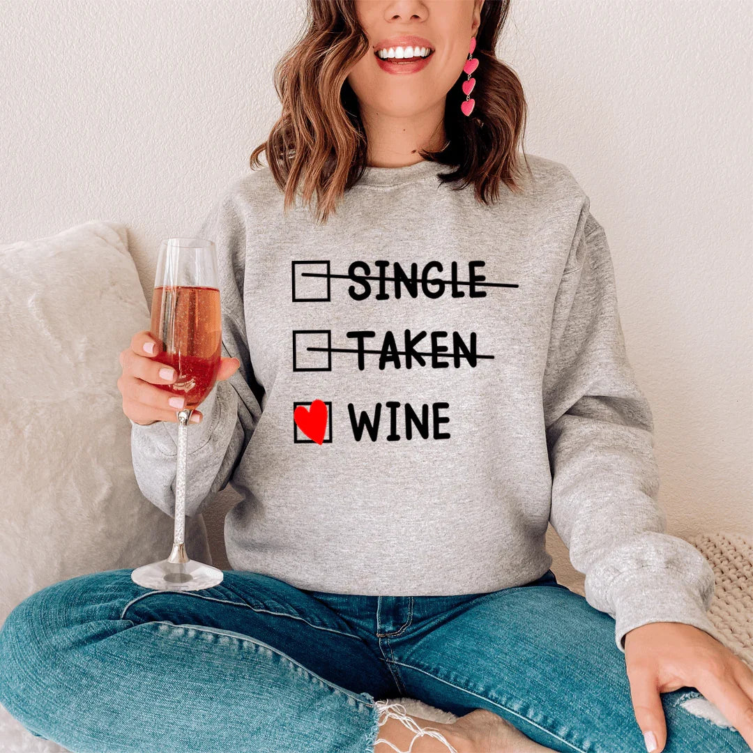 In A Relationship With Wine Sweatshirt Sport Grey / S Peachy Sunday T-Shirt