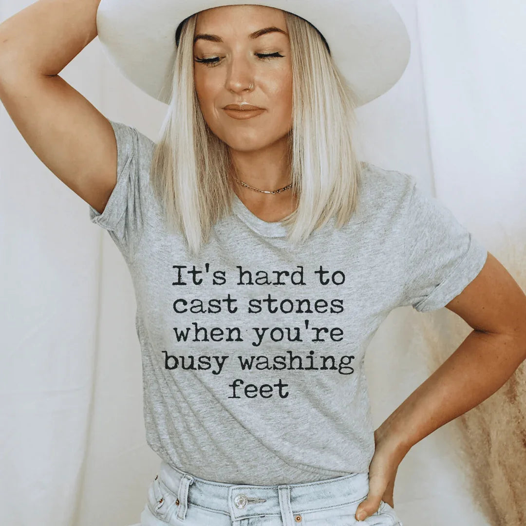 It's Hard To Cast Stones When You're Busy Washing Stones Tee Peachy Sunday T-Shirt