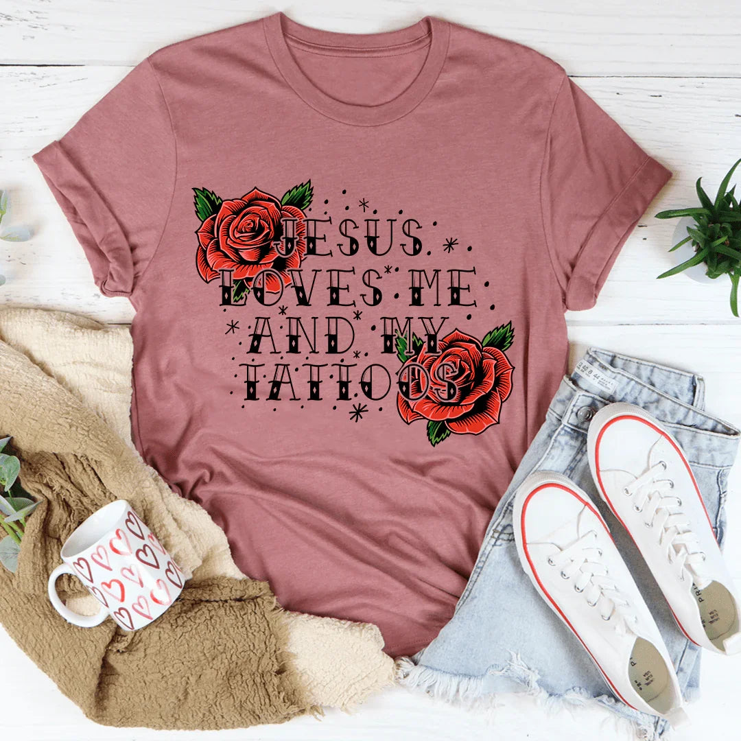 Jesus Loves Me And My Tattoos Tee Mauve / S Peachy Sunday T-Shirt