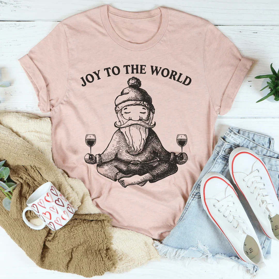 Joy To The World Santa Tee Heather Prism Peach / S Peachy Sunday T-Shirt