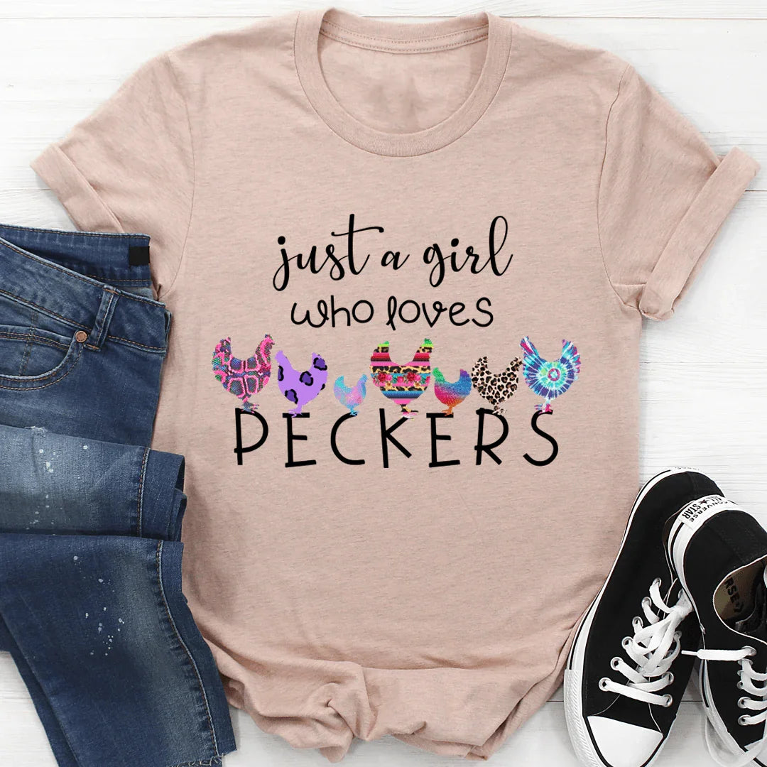 Just A Girl Who Loves Peckers Tee Heather Prism Peach / S Peachy Sunday T-Shirt