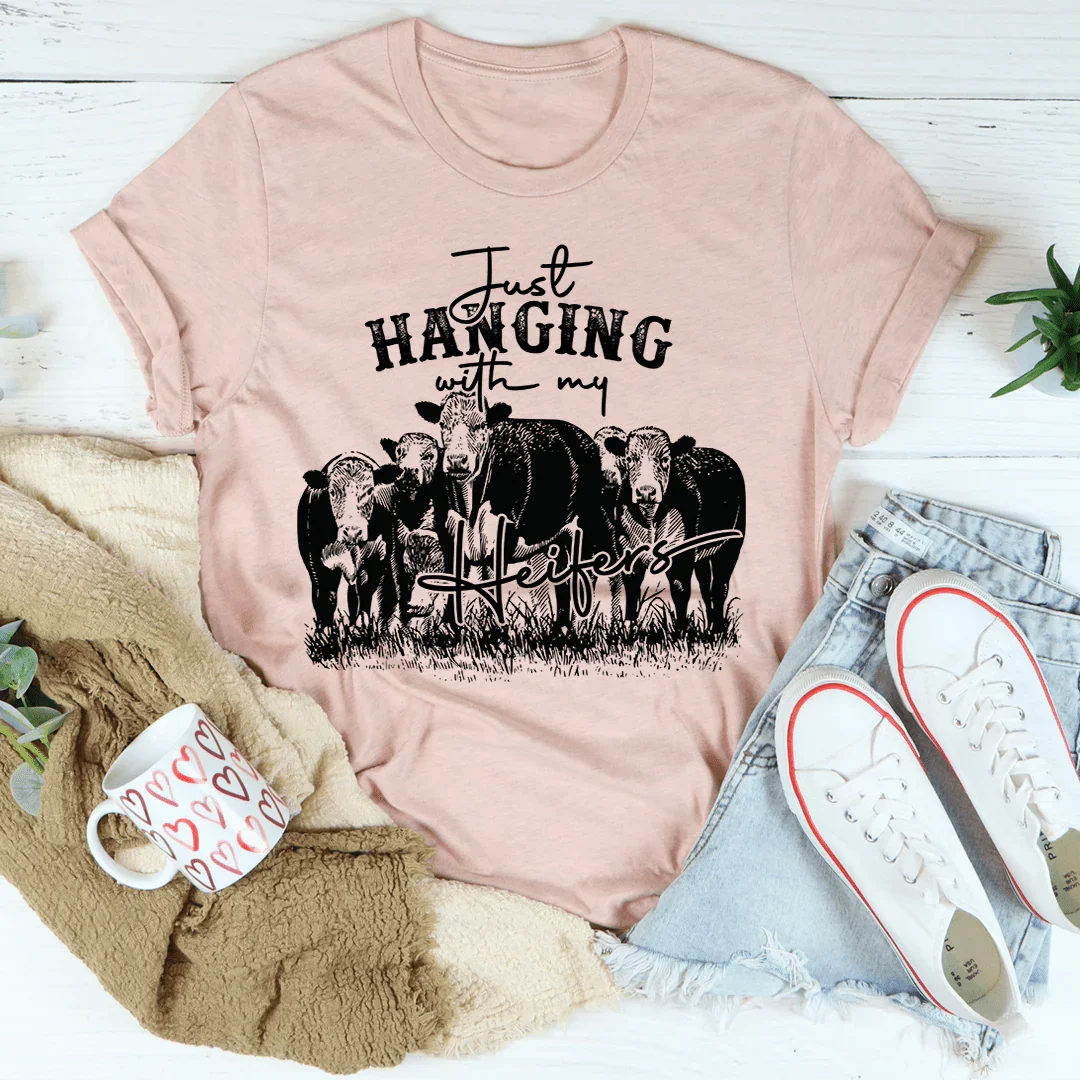 Just Hanging Out With My Heifers Tee Heather Prism Peach / S Peachy Sunday T-Shirt