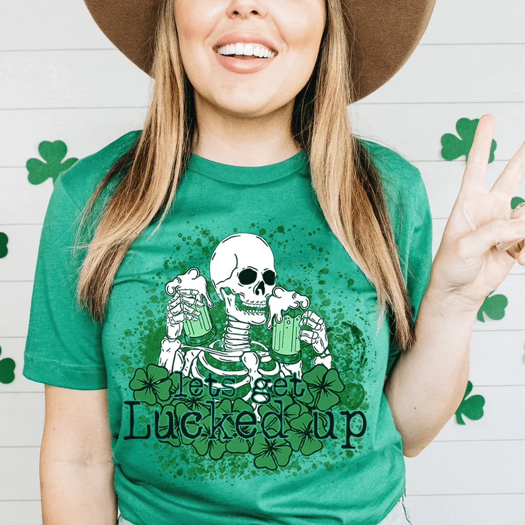 Let's Get Lucked Up Skull Tee Peachy Sunday T-Shirt