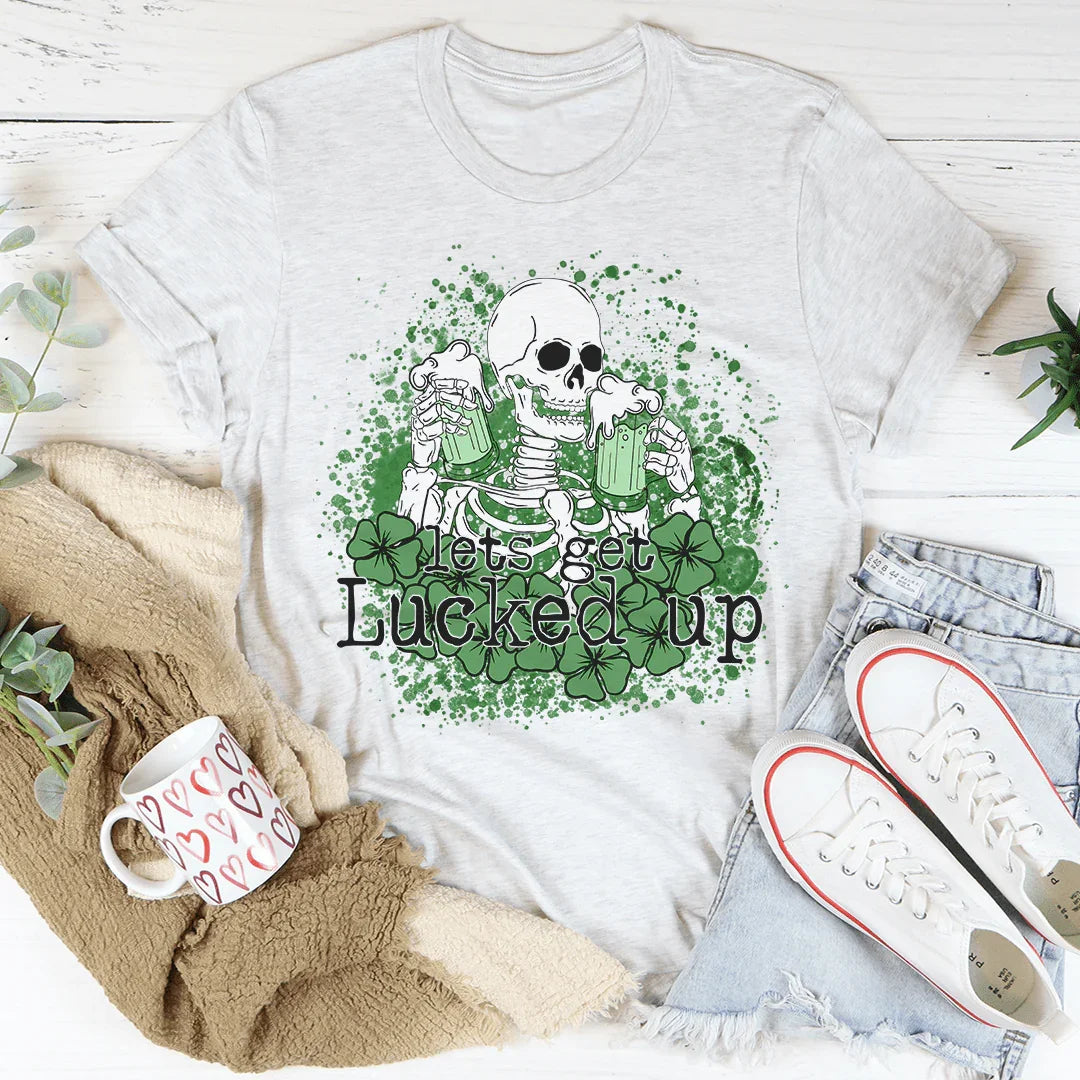 Let's Get Lucked Up Skull Tee Peachy Sunday T-Shirt