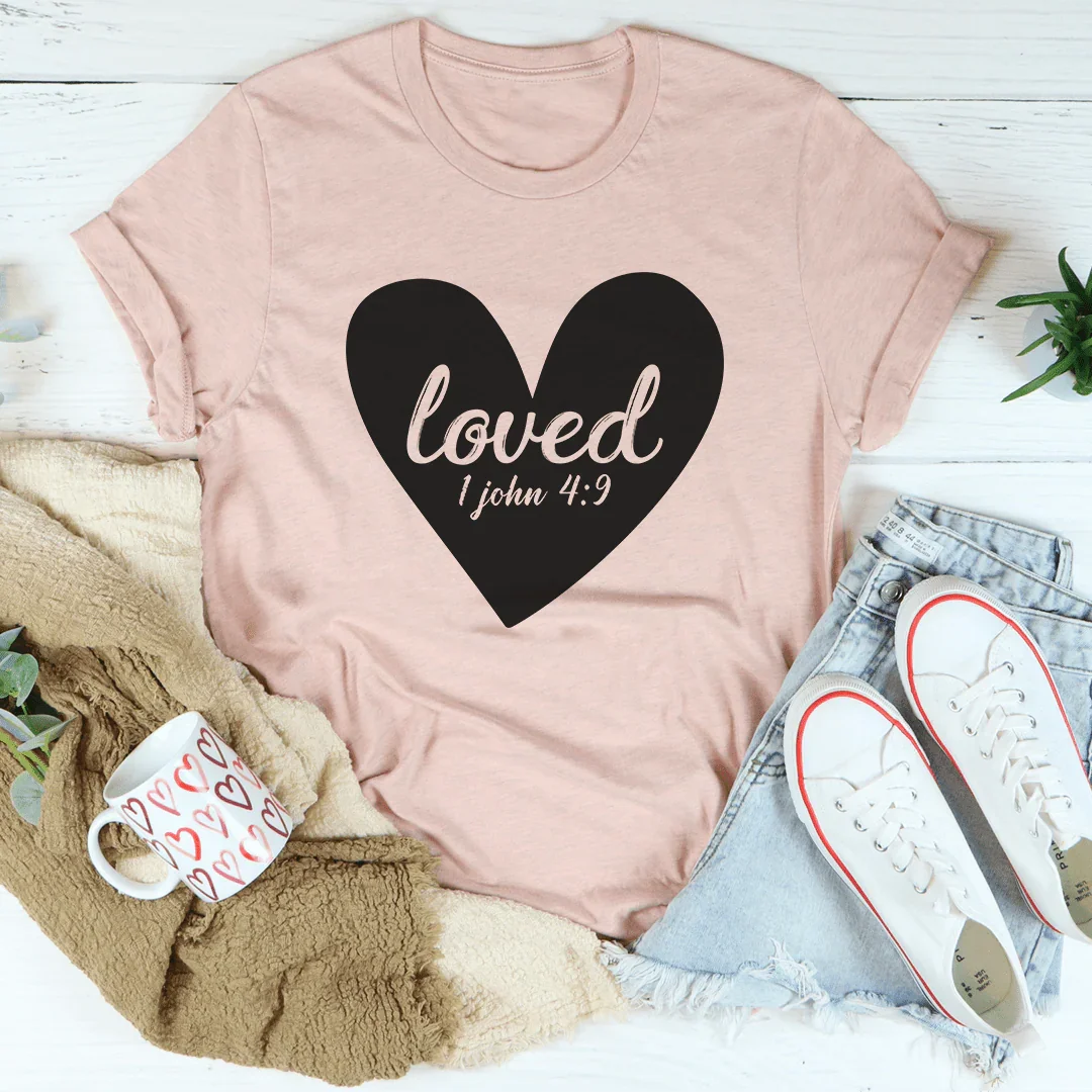 Loved 1 John 4:9 Tee Heather Prism Peach / S Peachy Sunday T-Shirt