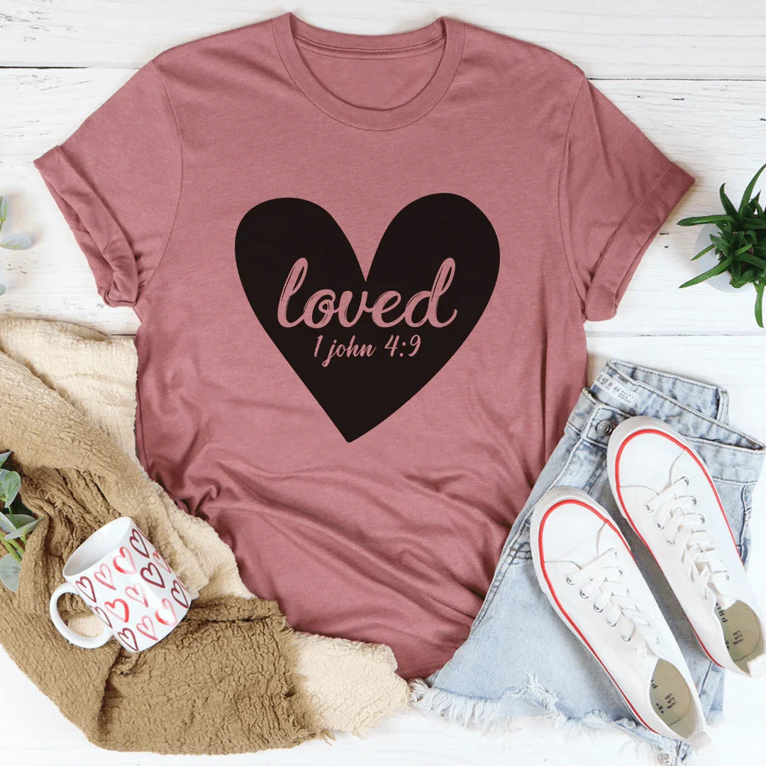 Loved 1 John 4:9 Tee Mauve / S Peachy Sunday T-Shirt