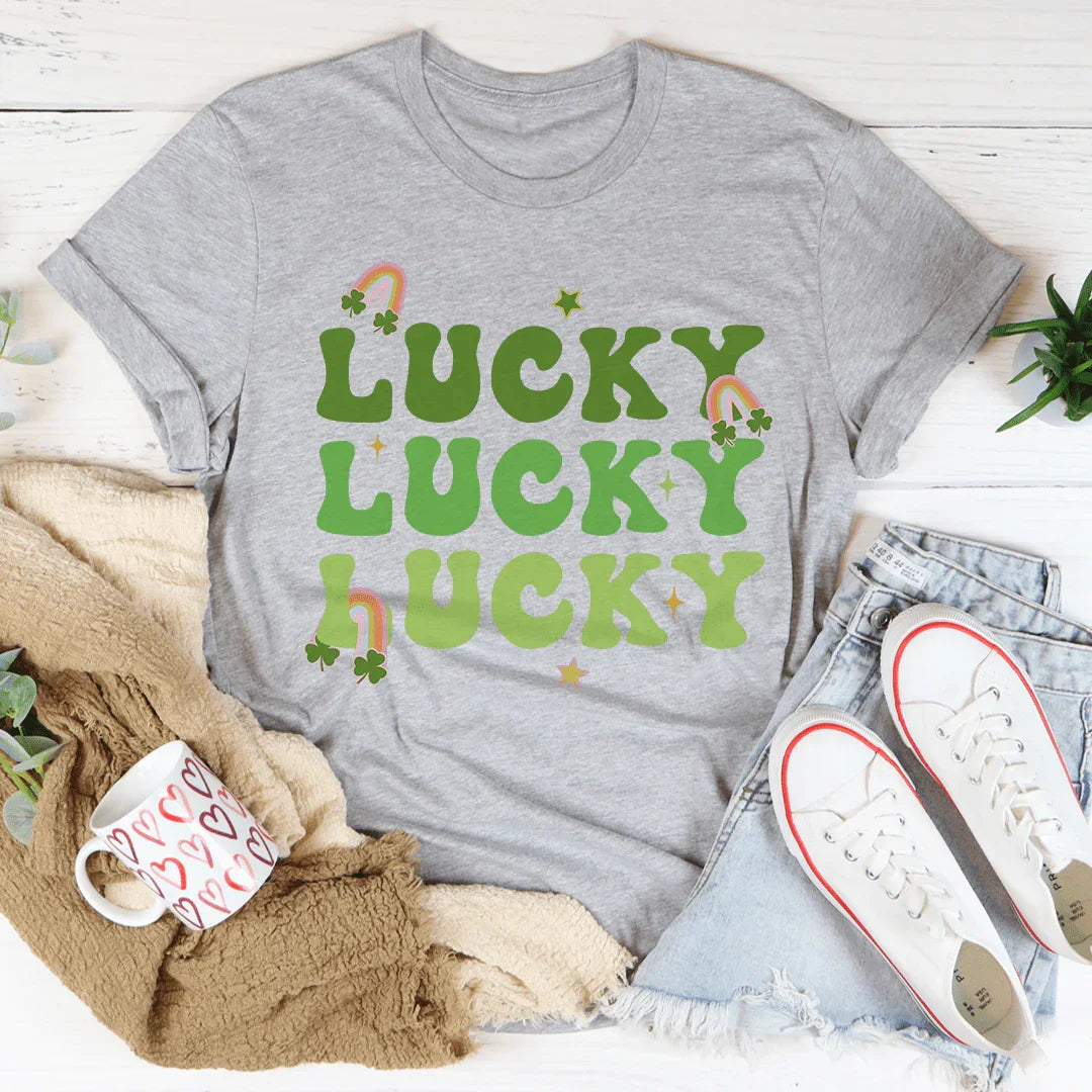 Lucky Retro Rainbow Tee Athletic Heather / S Peachy Sunday T-Shirt