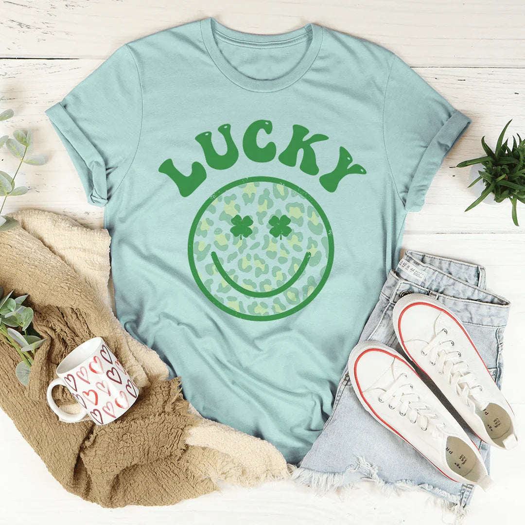 Lucky Smiley Tee Heather Prism Dusty Blue / S Peachy Sunday T-Shirt