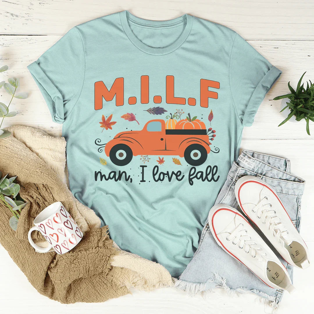 Man I Love Fall Tee Heather Prism Dusty Blue / S Peachy Sunday T-Shirt
