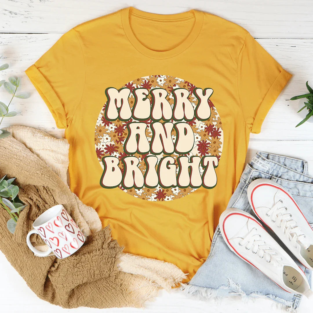 Merry And Bright Tee Mustard / S Peachy Sunday T-Shirt