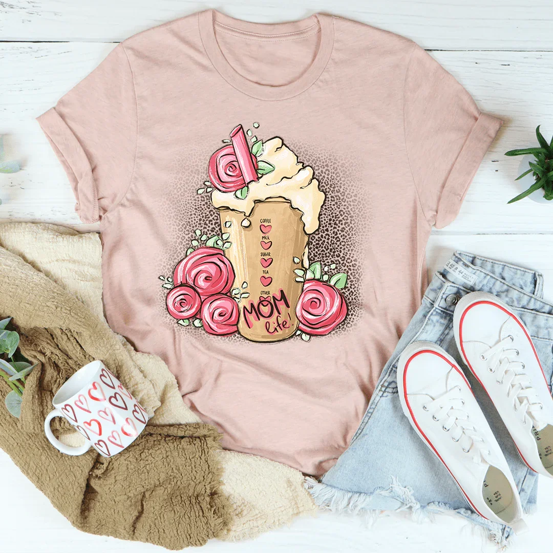 Mom Life Iced Latte Tee Heather Prism Peach / S Peachy Sunday T-Shirt