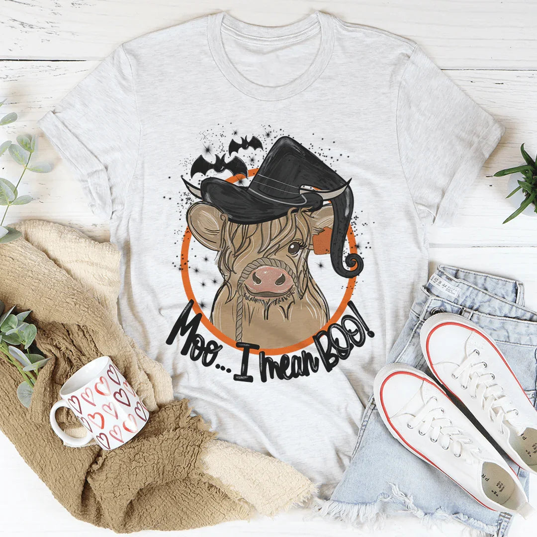 Moo I Mean Boo Cow Tee Ash / S Peachy Sunday T-Shirt